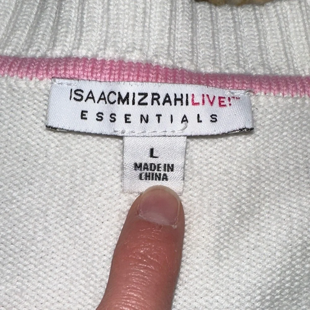 Isaac Mizrahi Cream V-Neck Button Cardigan